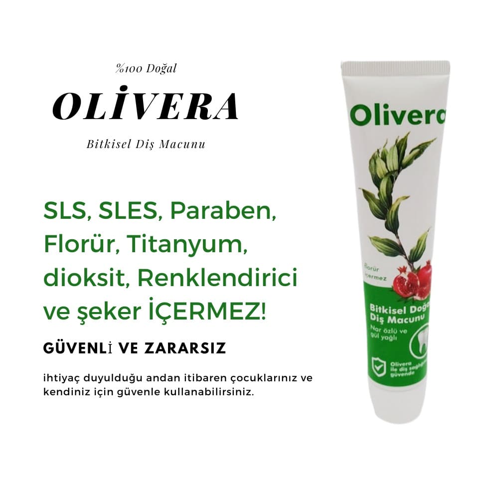 Olivera Doğal Diş Macunu - Florürsüz Gül Özlü Bitkisel Ağız Bakımı 75 ml thumbnail 5