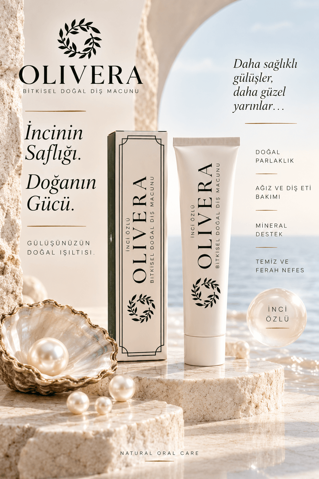 Olivera Doğal Diş Macunu – Florürsüz İnci Özlü Bitkisel Ağız Bakımı 75 Ml thumbnail 3