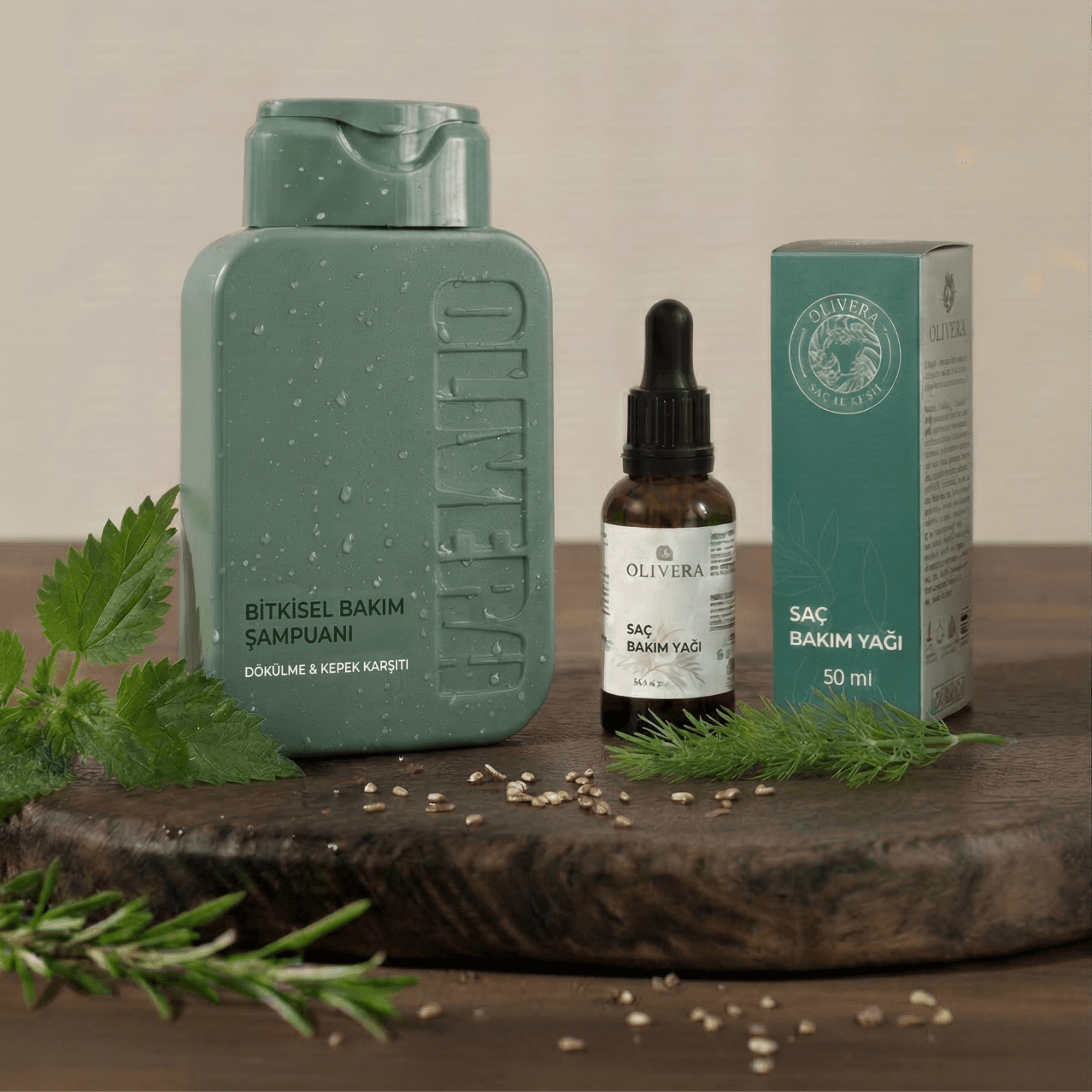 Olivera Tam Saç Bakım Seti - Dökülme Karşıtı 330 ml. Şampuan - Yoğun Besleyici 30 ml. Saç Bakım Yağı